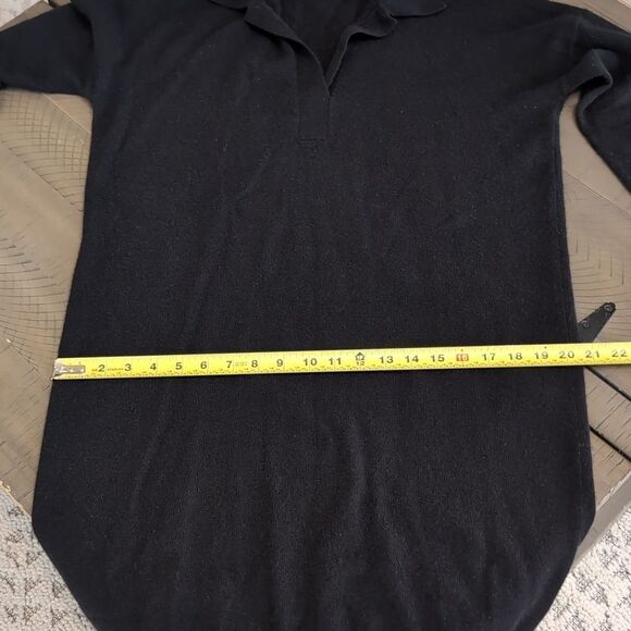 Garnet Hill Frida Polo Black Cashmere Sweater Dress Sz M - Picture 12 of 12